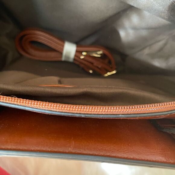 NWOT J Francis Brown satchel bag with crocs embossed print on sides & st… - Picture 8 of 16